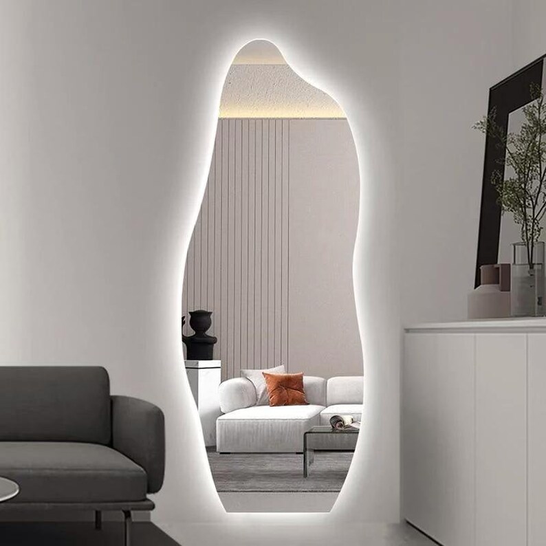 Led Lighted Full Length Mirror Wavy Full Body Mirror Etsy UK