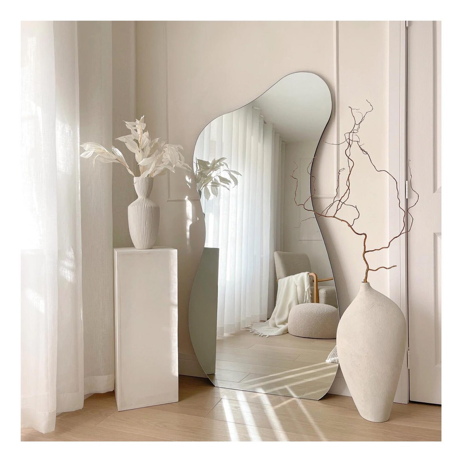 Large Floor Mirror Irregular Mirror Bedroom Floor Mirror Etsy