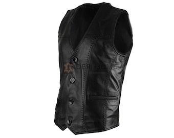 Lamb Leather Vest, Black Leather Vest Men, Motorcycle Vest, Brown Leather Vest, Sheepskin Vest, Leather Biker Vest, Casual Vest, Slim Fit