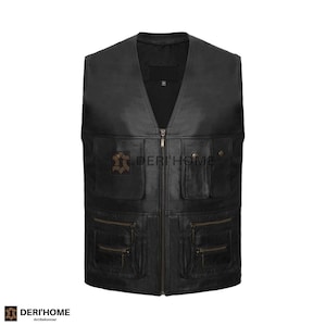 Leather top cargo vest