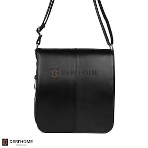 Grand sac messager en cuir noir, sac bandoulière en cuir, sac à bandoulière en cuir, sac à main bandoulière en cuir, sac bandoulière pour homme, sac en cuir pour homme