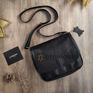 Leather Messenger Bag, Leather Crossbody Bag, Leather Shoulder Bag, Crossbody Bags For Women, Black Crossbody Bag, Black Messenger Bag image 1