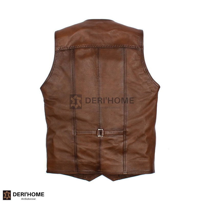 Brown Leather Vest, Lamb Leather Vest, Dark Brown Leather Vest Men, Sheepskin Vest, Leather Biker Vest, Casual Vest, Men Waistcoat, Slim Fit image 2