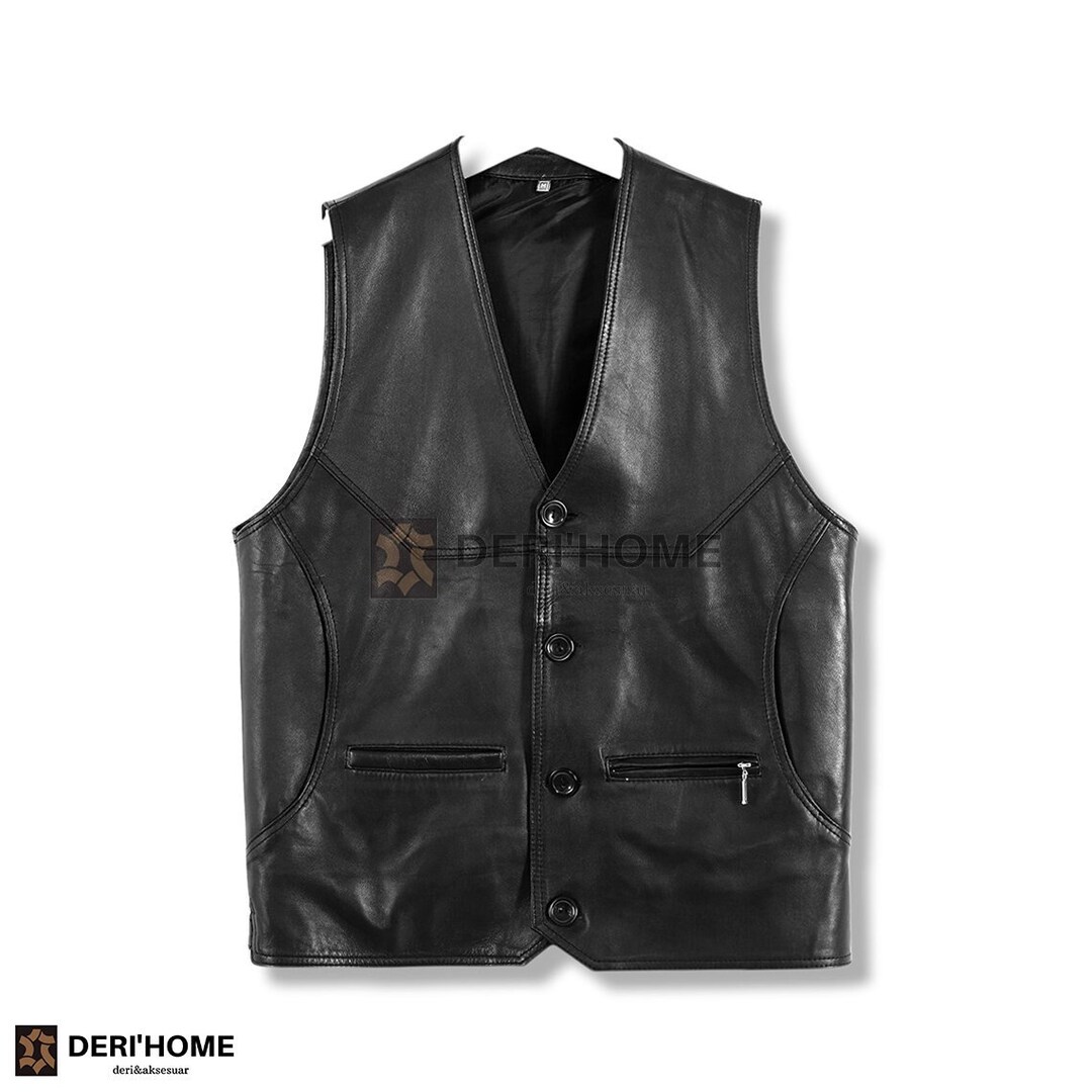 Mens Black Leather Vest, Lamb Leather Vest, Brown Leather Vest