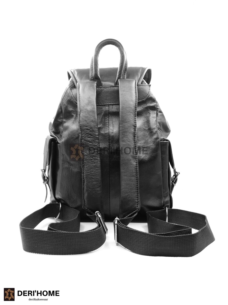 Black Leather Backpack Drawstring Leather Backpack Large Etsy Australia