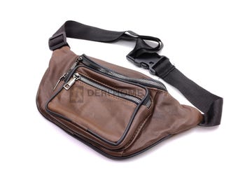 Brown Small Leather Fanny Pack, Leather Bum Bag, Brown Leather Fanny Pack, Leather Sling Bag, Hip Bag, Leather Waist Bag, Leather Belt Bag