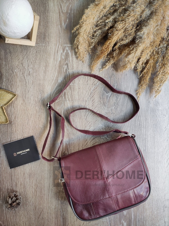 Burgundy Small Leather Bag Women, Burgundy Leather Messenger Bag Women, Leather Crossbody Bag, Leather Shoulder Bag, Cross body Bag Women