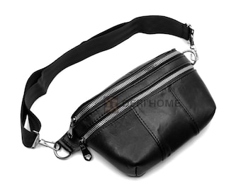 Black Leather Fanny Pack Women, Leather Bum Bag, Brown Leather Fanny Pack, Leather Sling Bag, Hip Bag, Leather Waist Bag, Leather Belt Bag