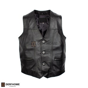 Brown Leather Vest, Lamb Leather Vest, Dark Brown Leather Vest Men, Sheepskin Vest, Leather Biker Vest, Casual Vest, Men Waistcoat, Slim Fit image 6