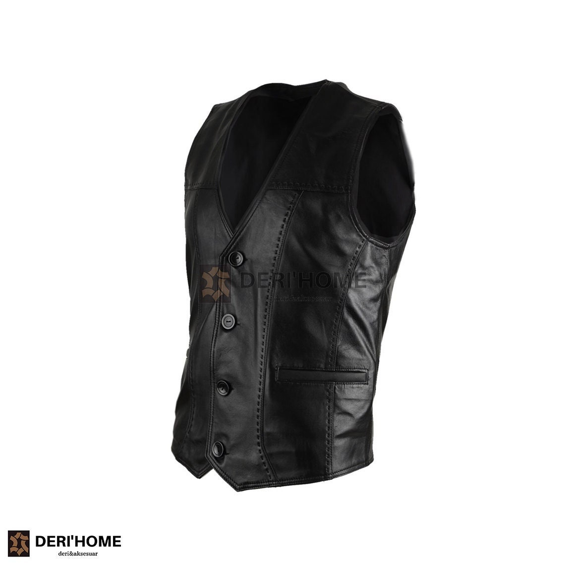 Lamb Leather Vest, Black Leather Vest Men, Motorcycle Vest, Brown