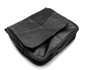 Sac messager bandoulière en cuir noir, sac bandoulière