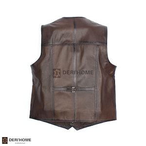 Brown Leather Vest, Lamb Leather Vest, Dark Brown Leather Vest Men, Sheepskin Vest, Leather Biker Vest, Casual Vest, Men Waistcoat, Slim Fit image 5