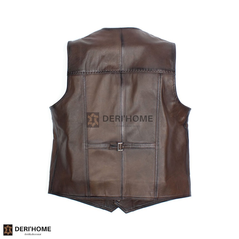 Brown Leather Vest, Lamb Leather Vest, Dark Brown Leather Vest Men, Sheepskin Vest, Leather Biker Vest, Casual Vest, Men Waistcoat, Slim Fit image 5