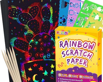 Pick2Drop Scratch art for kids Magic Scratch Arts and Crafts Gifts for kids girls & boys DIY Rainbow scratch Art Party Bags for Birthday Party Favor Game Activities ANIMALS