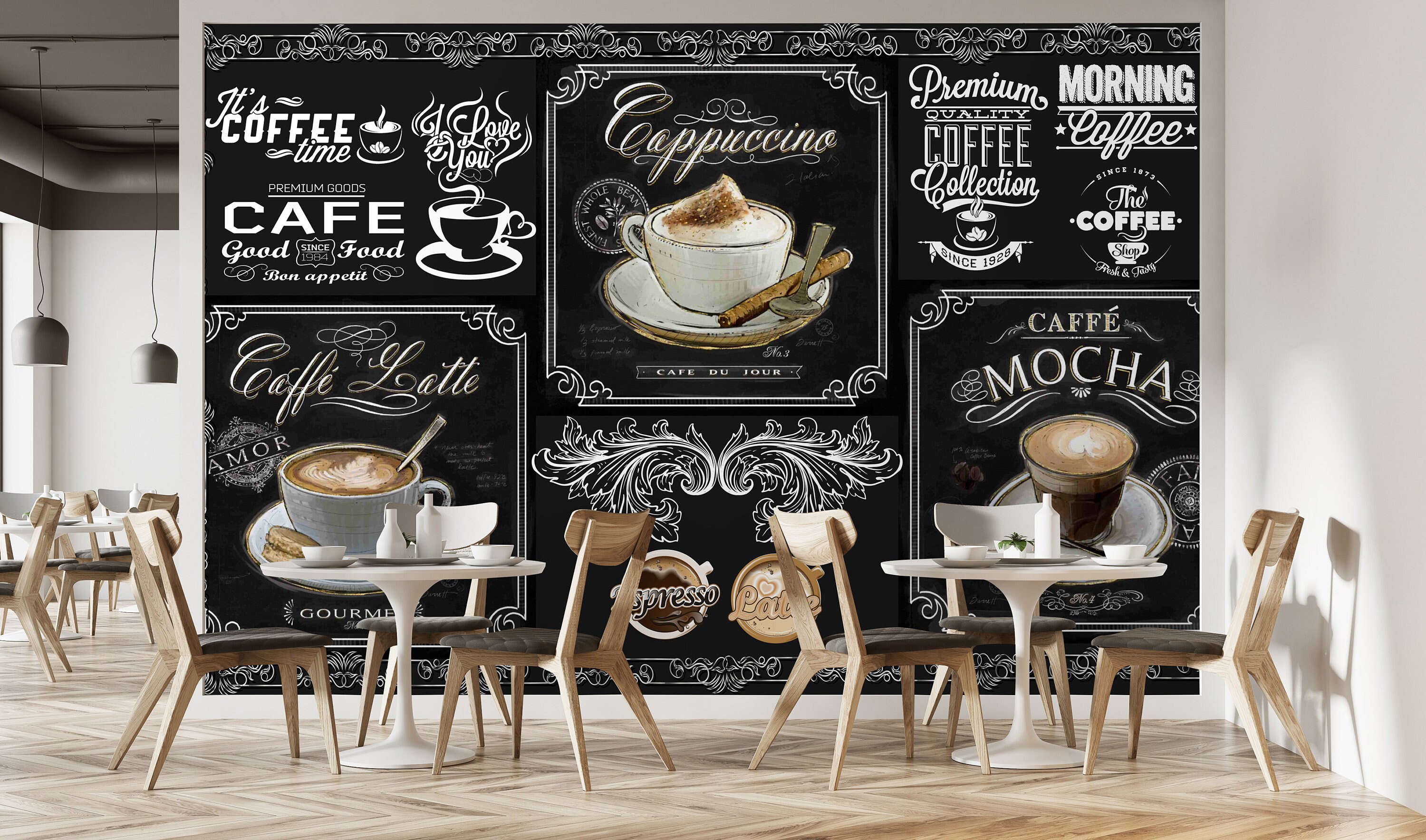 Coffee Shop Wallpaper Black And White
