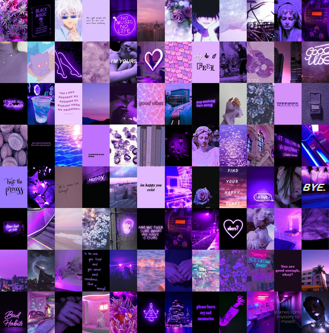 Purple Wall 100 PCS Collage Kit Purple Neon Aesthetic Photo - Etsy