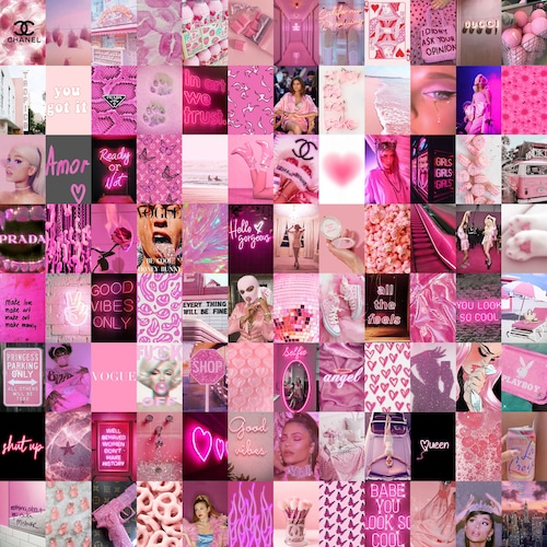 Pink Photo Wall Collage Kit Pink Aesthetic Baby Pink - Etsy