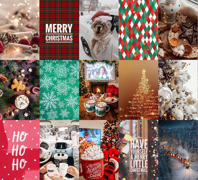 60 PCS Christmas Wall Collage Kit Winter Christmas Aesthetic Etsy