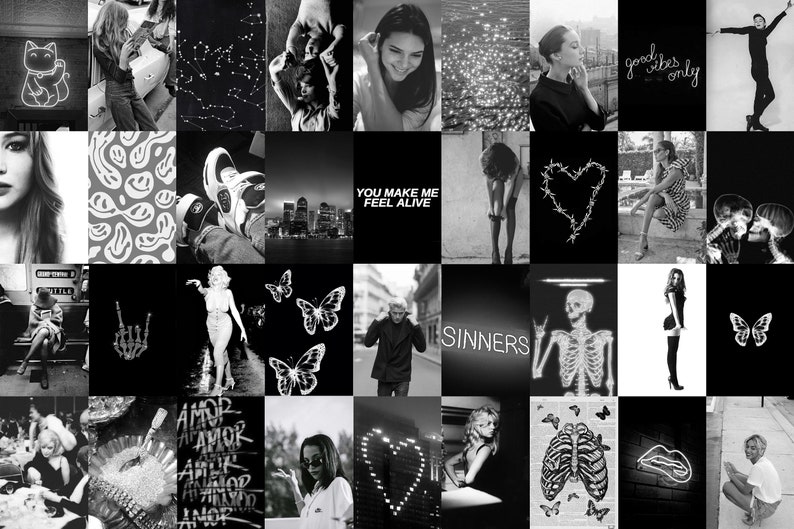 Black and White Aesthetic Collage Kit136 PCS Black and White Etsy Canada