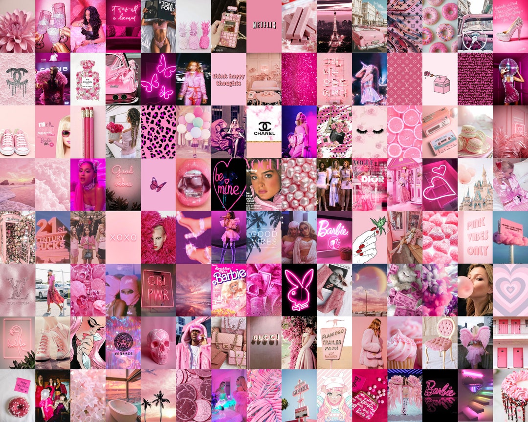 Aesthetic Pink Collage Kit 120 PCS Hot Pink Photo Wall - Etsy