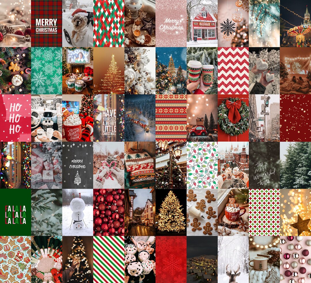60 PCS Christmas Wall Collage Kit Winter Christmas Aesthetic Etsy