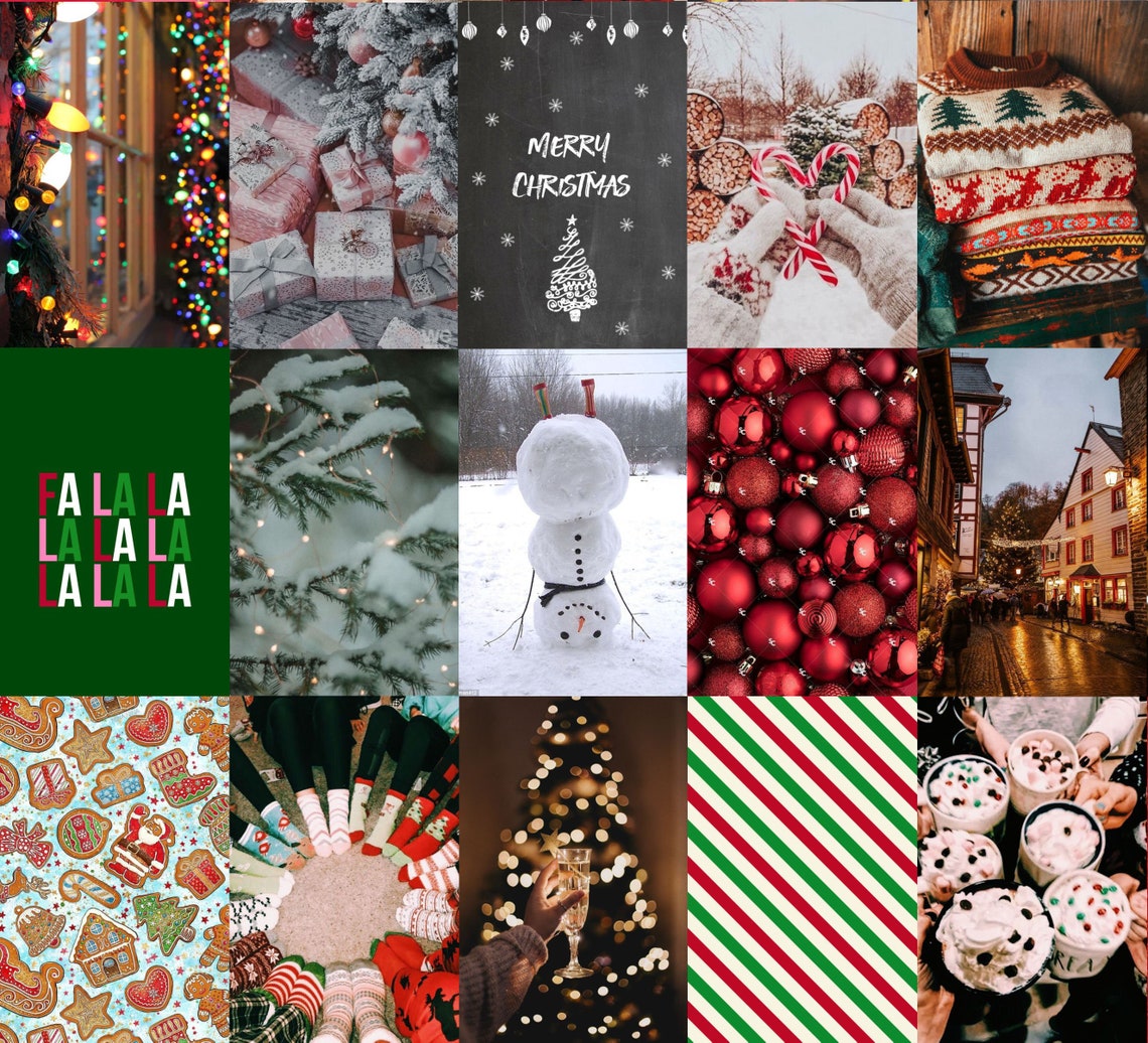 60 PCS Christmas Wall Collage Kit Winter Christmas Aesthetic Etsy