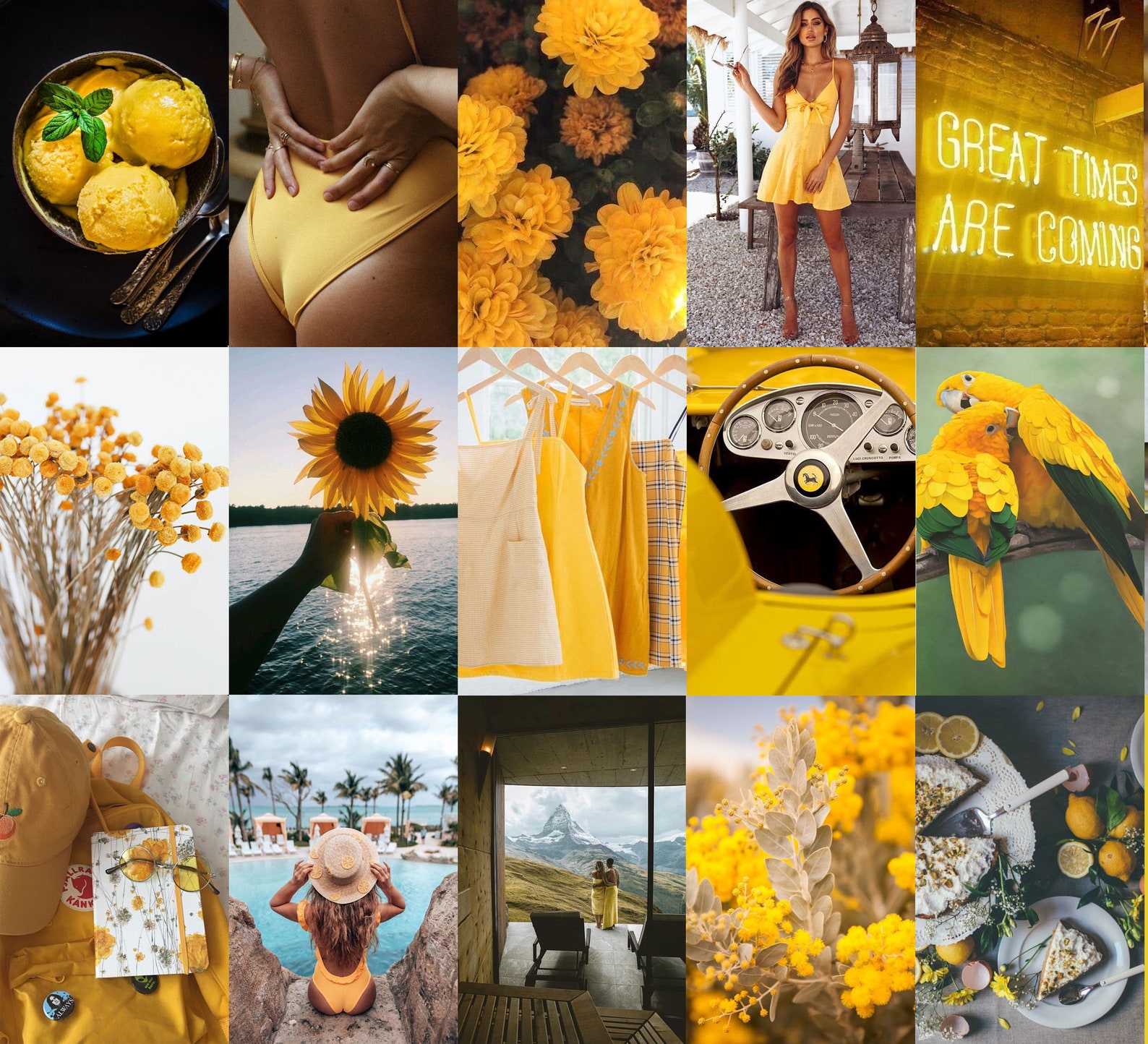Yellow Aesthetic Wall Collage Kit 60 PCS Trendy Neutral Etsy