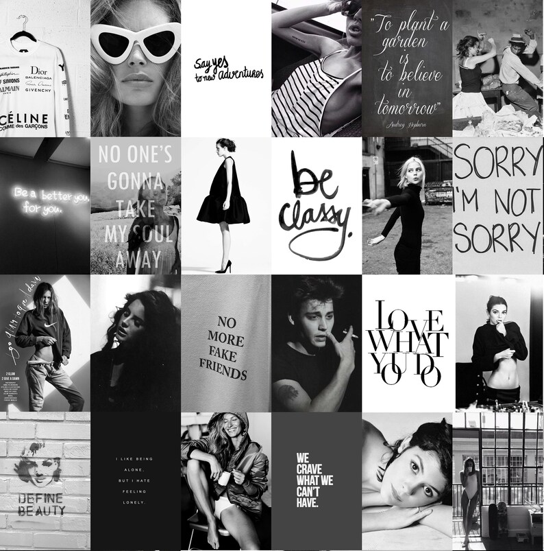 Black and White Wall Collage Kit 96 PCS Trendy Boujee Black Etsy