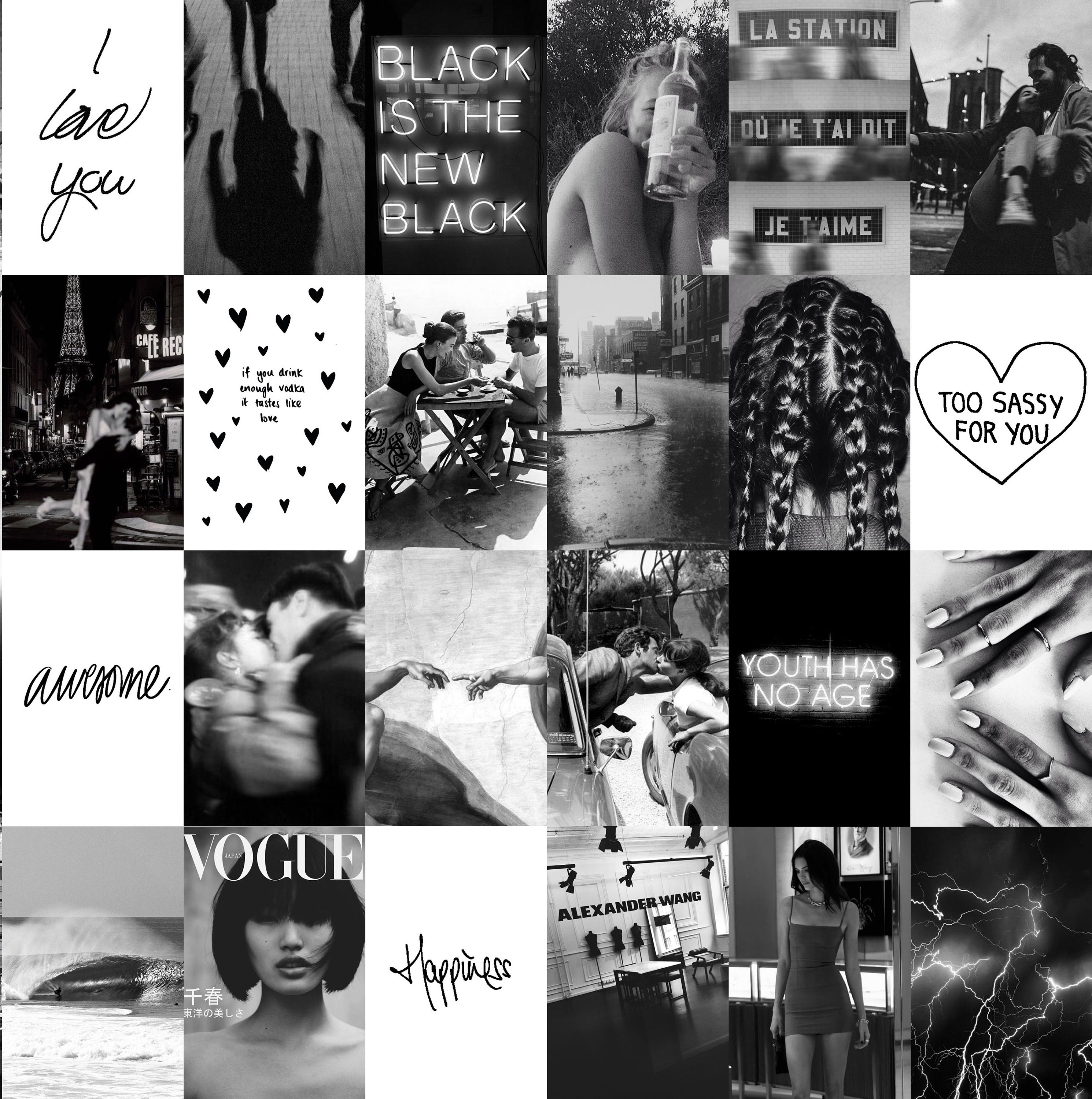 Black and White Wall Collage Kit 96 PCS Trendy Boujee Black - Etsy