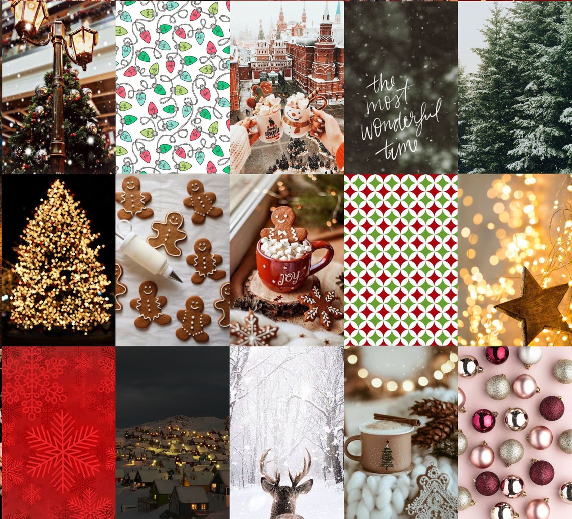 60 PCS Christmas Wall Collage Kit Winter Christmas Aesthetic Etsy