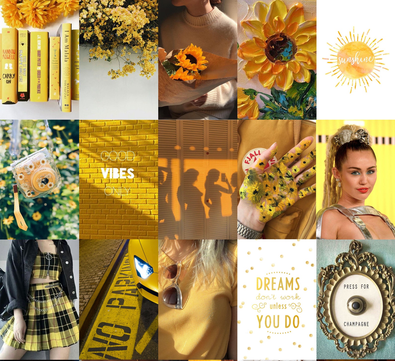 Yellow Aesthetic Wall Collage Kit 60 PCS Trendy Neutral Etsy