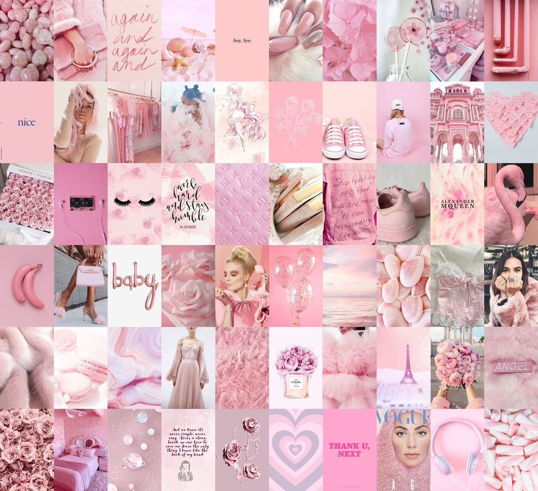 Pink Aesthetic Wall Collage Kit 60 PCS Trendy Neutral Pink - Etsy