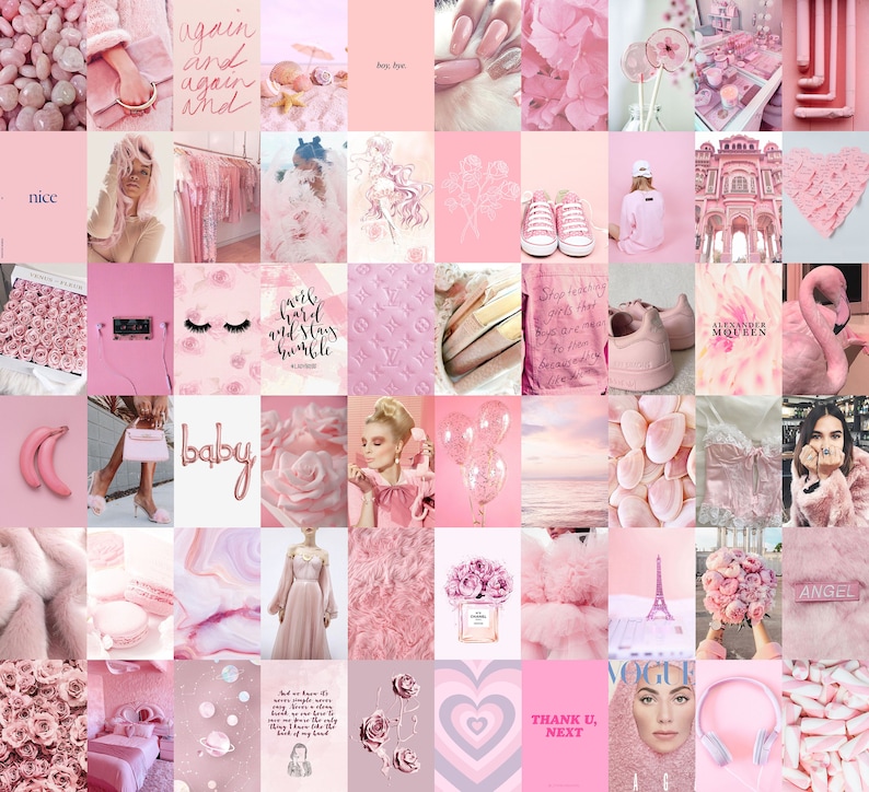 Pink Aesthetic Wall Collage Kit 60 PCS Trendy Neutral Pink - Etsy