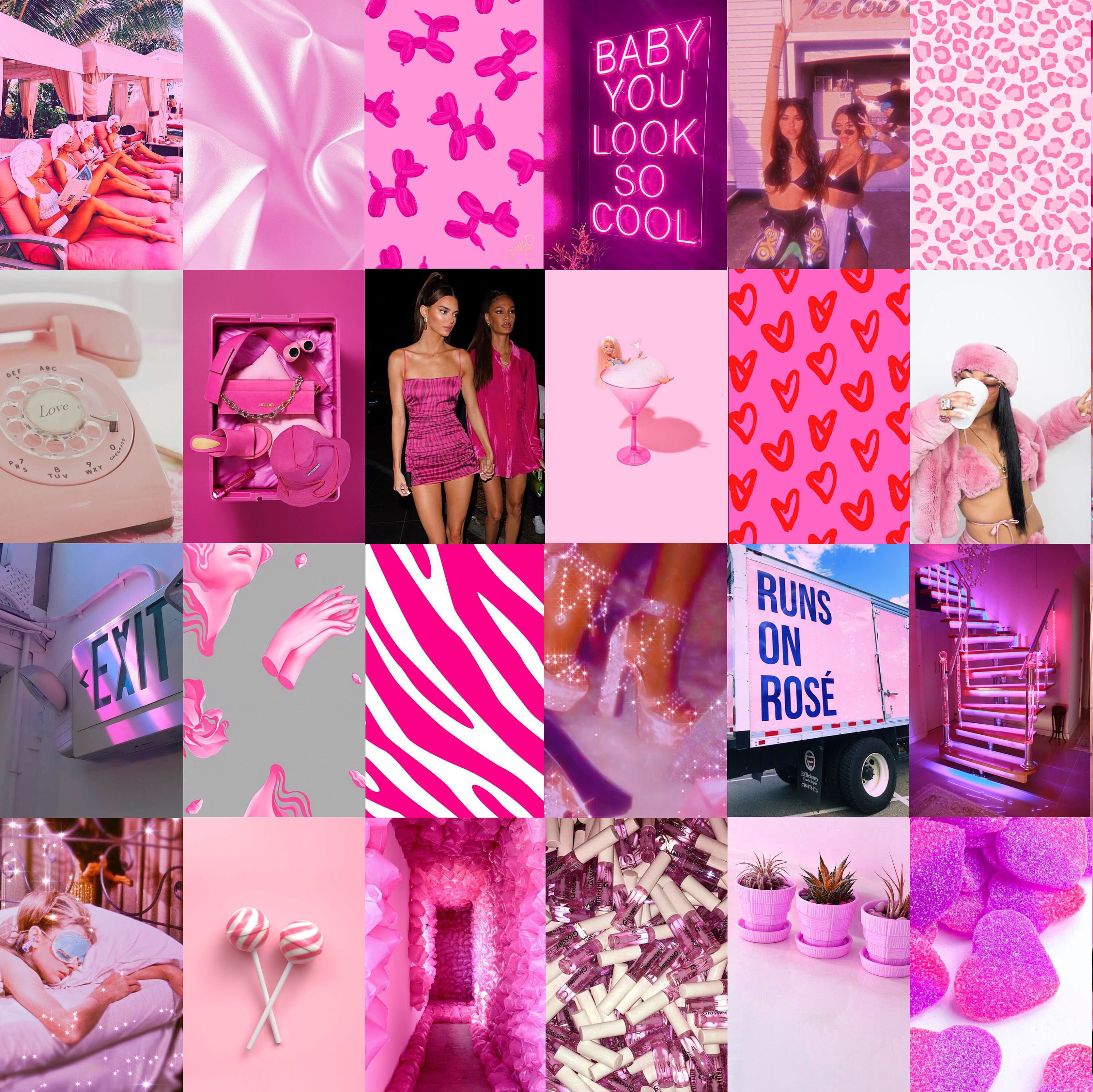 Pink Collage Kit 96 PCS Aesthetic Wall Pink Collage Boujee Etsy
