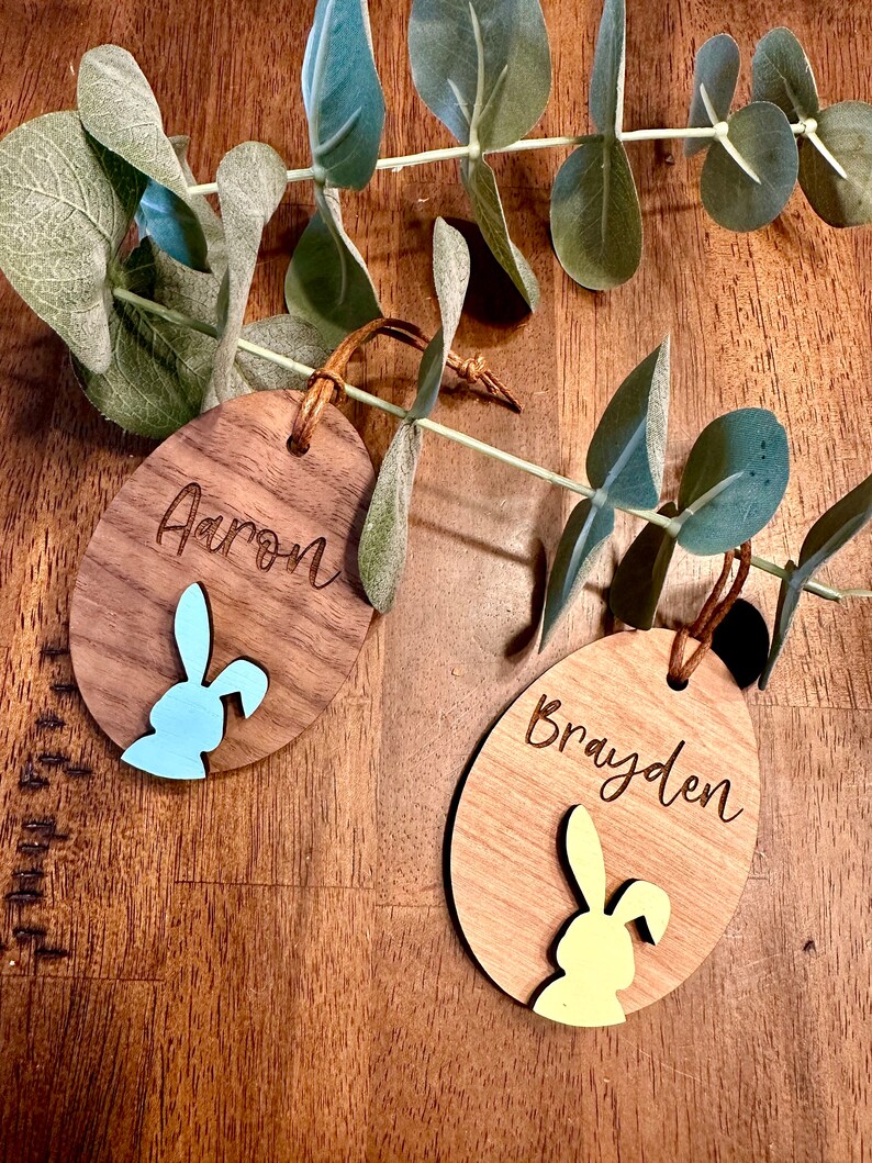 Personalized Wooden Easter Basket Name Tags and Ornaments Etsy