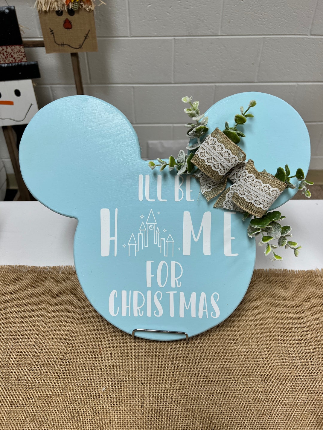 Mickey i'll Be Home for Christmas Decor, Mickey Mouse Home Decor