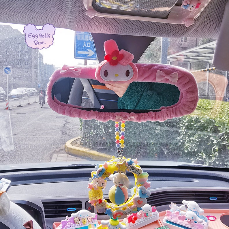 Kawaii Sanrio Melody Cinnamoroll Kuromi Plush Car Rearview Etsy Israel