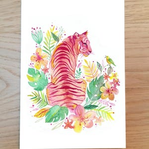 Carte tigre et oiseau