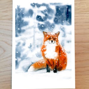Carte renard roux dans la neige
