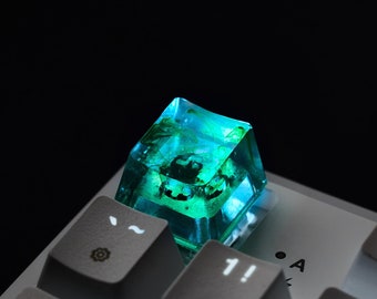 Green Artisan Keycap: Backlit OEM Profile, Cherry MX Keyboard