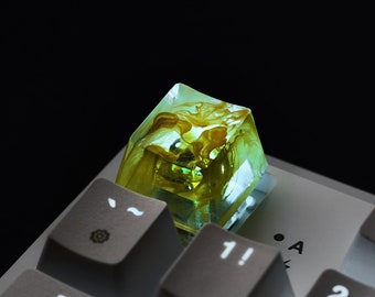 Handmade Artisan Keycap: Yellow Resin OEM Profile, Backlit Mechanical Keyboard