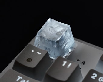 White Keycap Artisan Handmade Resin : Backlit OEM Profile