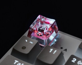 Red Detailed Artisan Keycap: Backlit OEM Profile, Cherry MX Keyboard