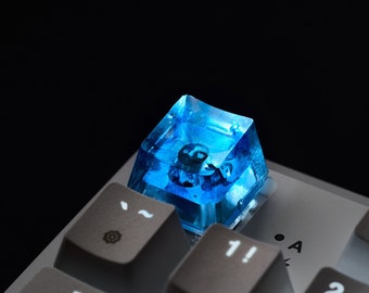 Blue Artisan Keycap: Handmade Backlit OEM Profile for Cherry MX Keyboard