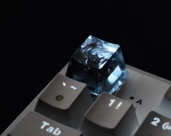 Black Detailed Artisan Keycap: Handmade OEM Backlit Resin Keycap