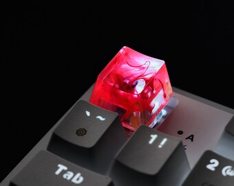 Handmade Artisan Keycap: Orange Resin OEM Profile, Backlit Cherry MX