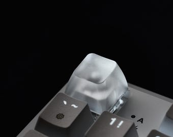 Clear Frosted Artisan Keycap: Handmade Resin Epoxy Cherry MX