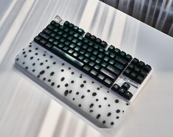 Dalmatian Resin Wrist Rest Artisan Keyboard Accessory 14 Inch