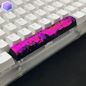 Black & Purple Resin Spacebar Keycap: Artisan Mechanical Keyboard Key