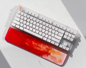 Red Smoke Wrist Rest,  Artisan Hand Rest Resin Wrist Rest Keyboard Wrist Rest, Compact Keyboard Wrist Rest, Handmade Keyboard